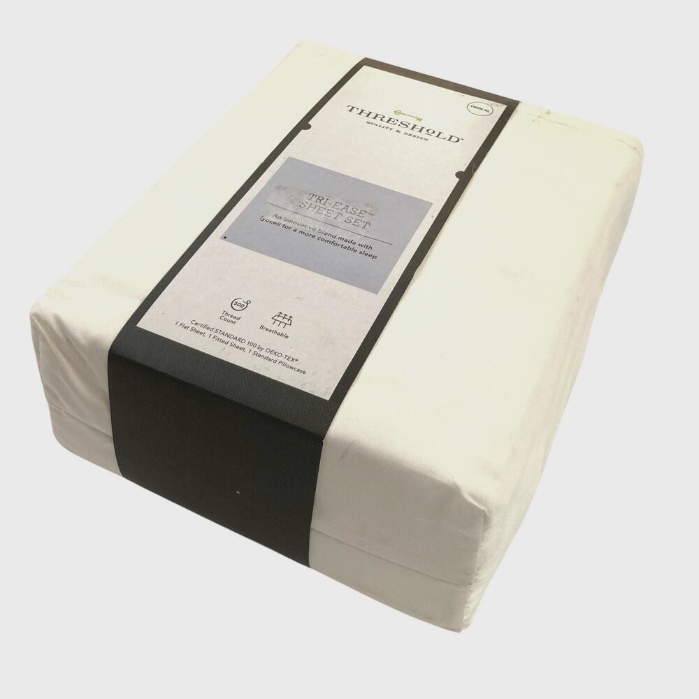 Twin XL Sheet Set 500 Thread Count  Ivory Threshold NWT - Picture 5 of 5